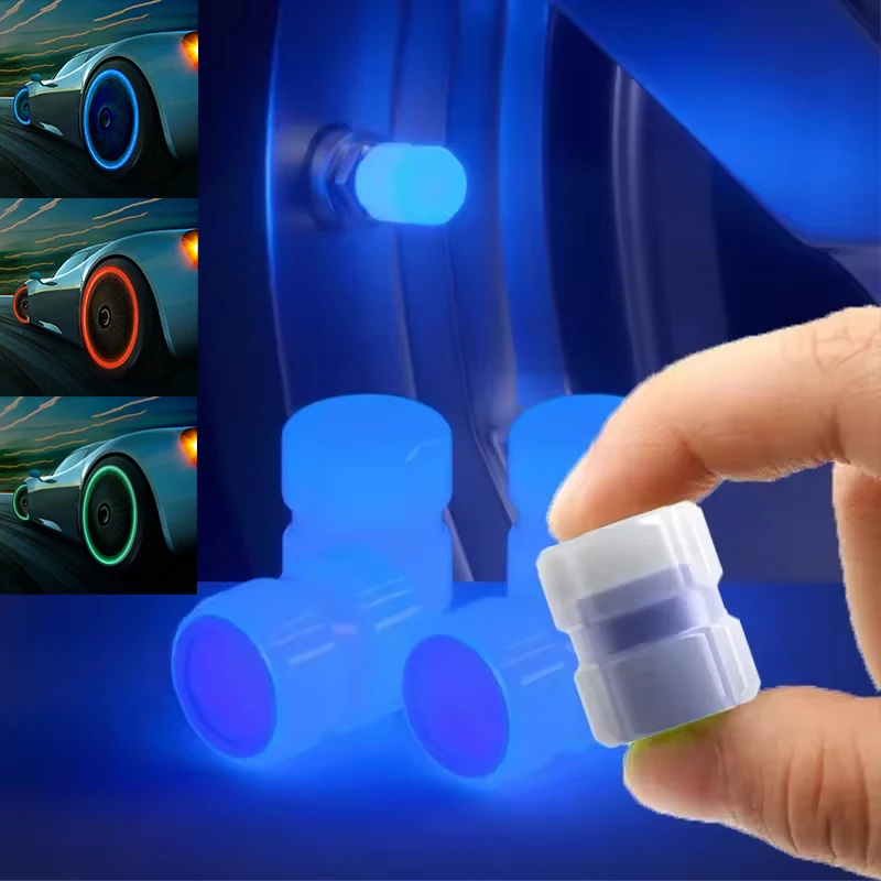 Fluorescent Night Glowing Valve Caps 4Pcs Luminous Car Wheel Tyre Hub Styling Accessories For Audi BMW Mercedes Benz VW Porsche