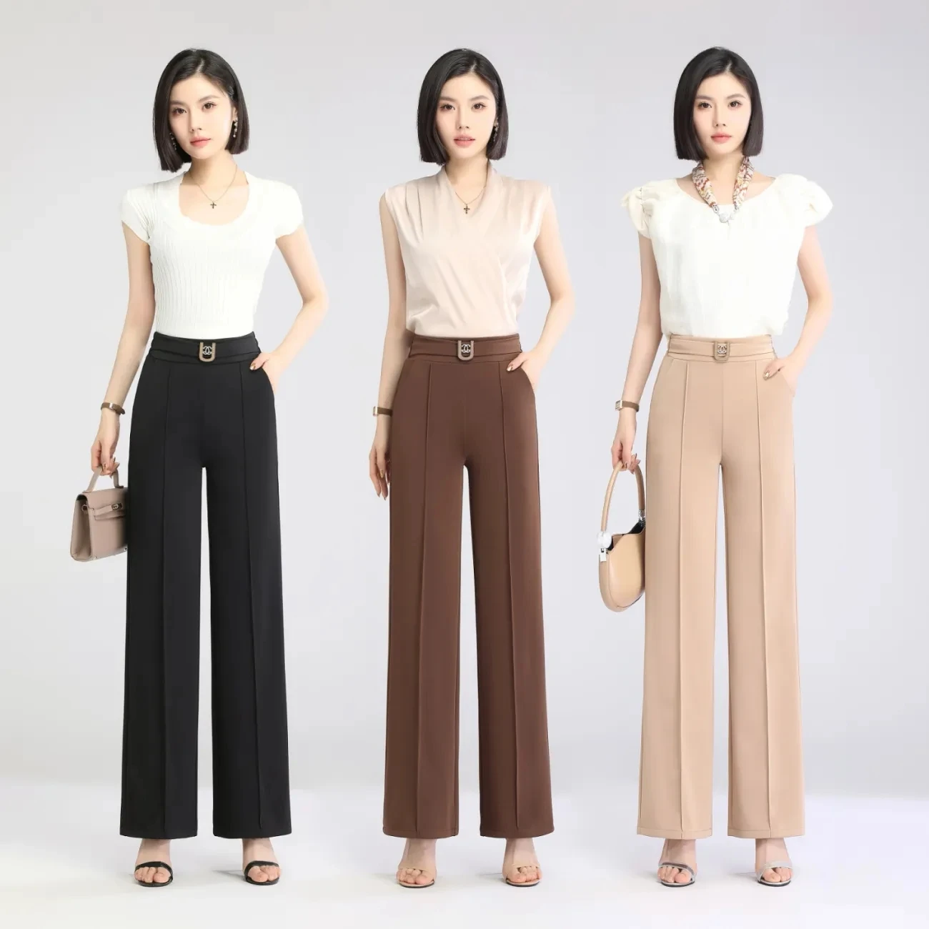

Casual Thin Oversize 4XL Straight Pants Korean Baggy Womens Wide Leg Pantalones Fashion High Waist Spodnie New