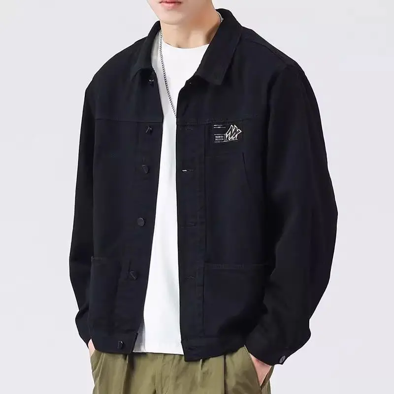 

Осеннее ковбойское пальто на пуговицах для мужчин, повседневное стираное дизайнерское пальто высокого качества, новое свободное Y2k, низкая цена, дешевые стильные джинсовые куртки для мужчин