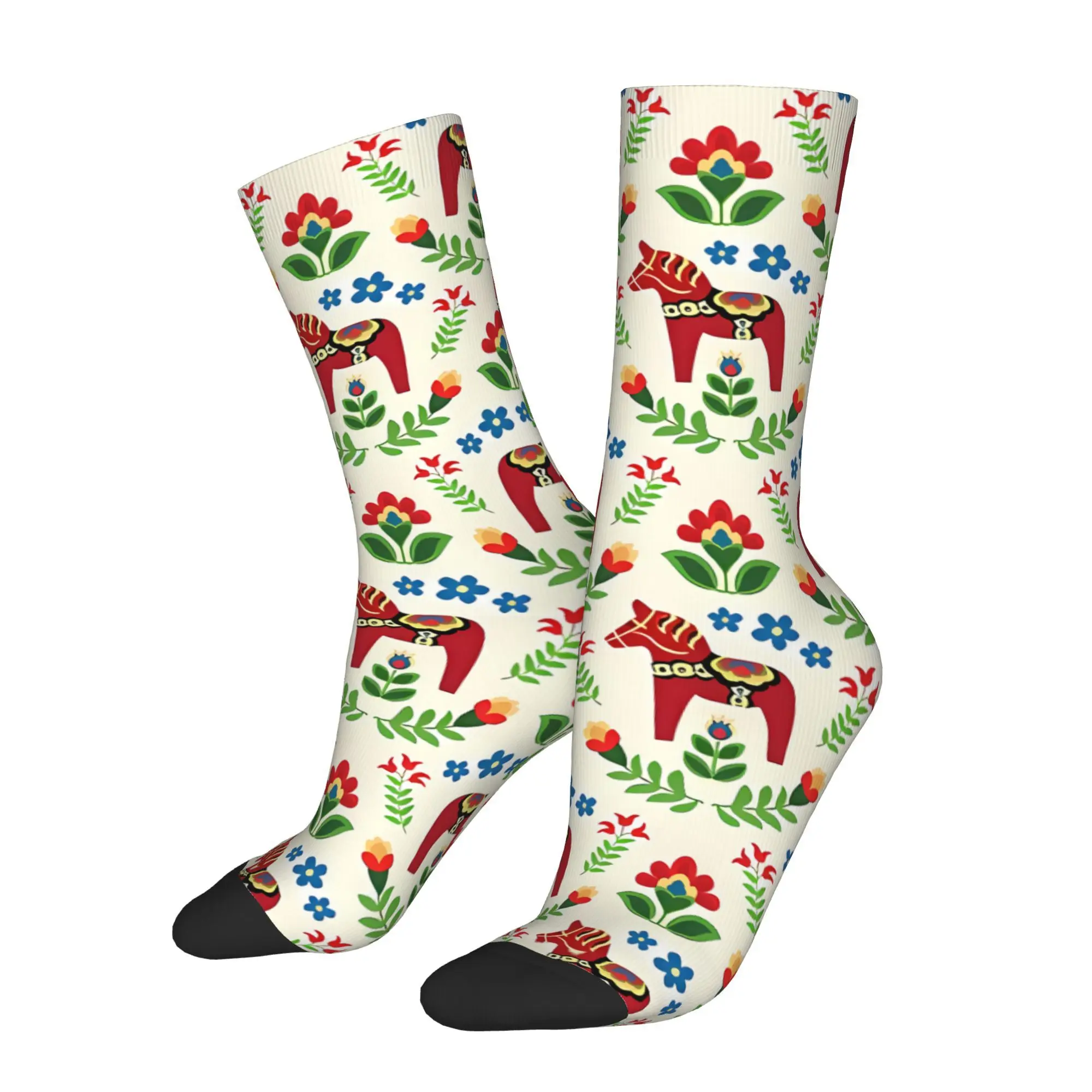 Swedish Dala Horses Red  Sock Printed Man Polyester Fashion