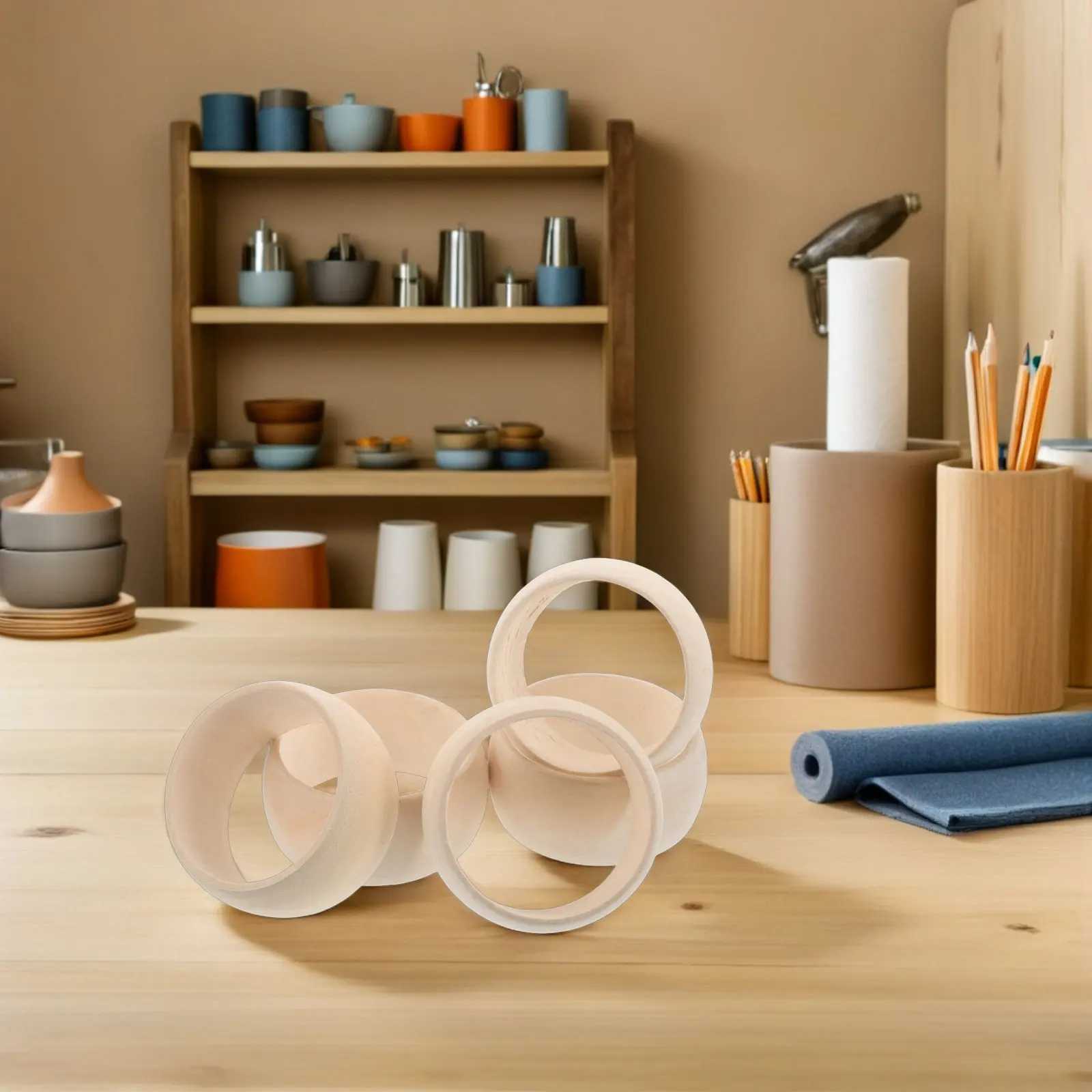 

5Pcs Round Wooden Bangle Blank Unpainted Natural Wood Bracelets for DIY Jewelry Making Crafts Arts Painting Family Handmade