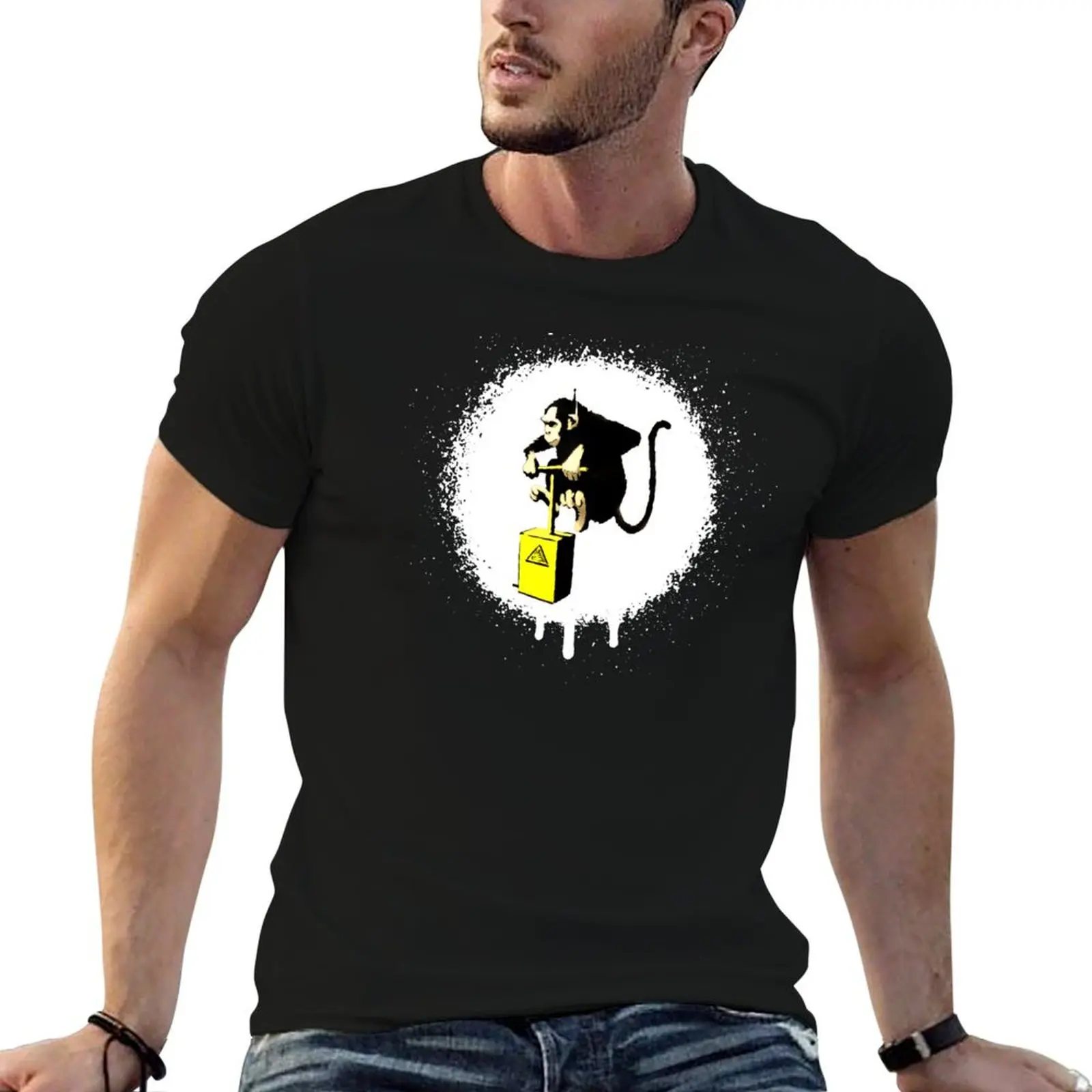 Monkey Detonator - T-shirt Banksy Chimp décontracté à manches courtes pour toutes les saisons