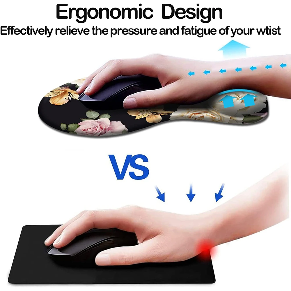 Flowers Ergonomic Mouse Pad With Wrist Support, Cute Mouse Pads Non-Slip Rubber Base For Home Office Working Studying Pc Game image 2