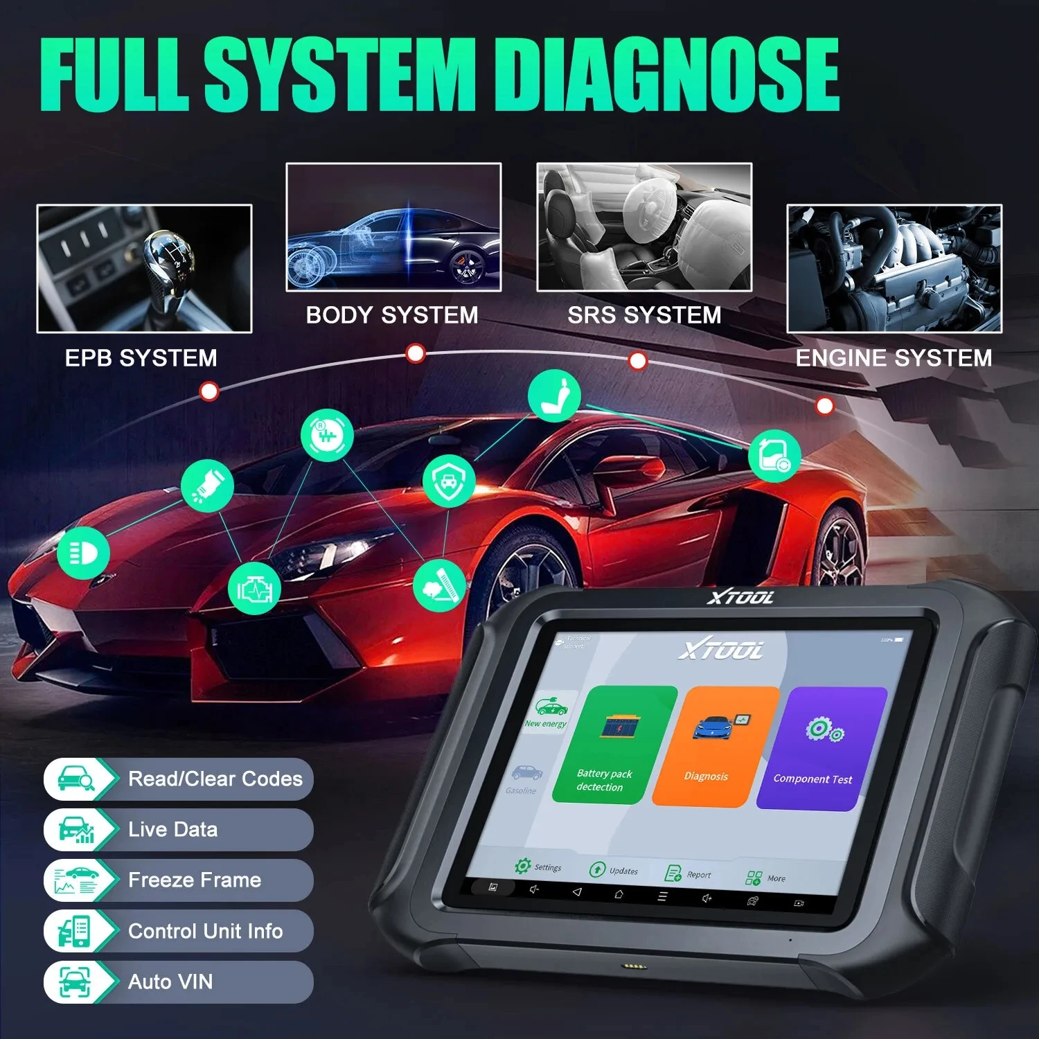 XTOOL D9EV Electric Auto Diagnostic Scanner High Voltage System Battery Pack Analysis 42+ Resets Diagnostic Tools For Tesla BYD