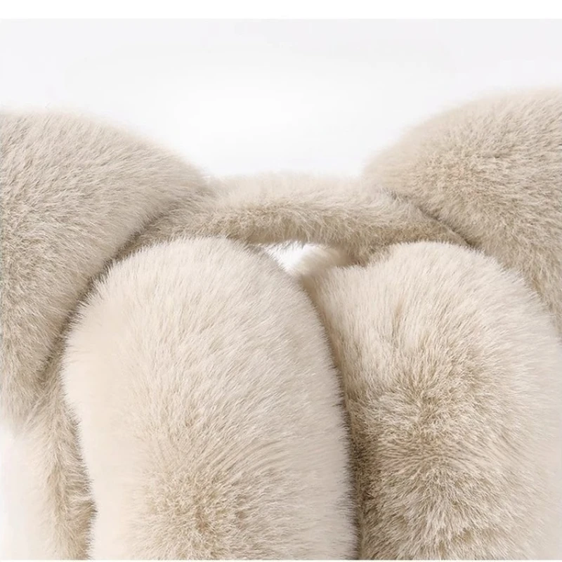 Cat ears foldable earmuffs plush warm ear covers portable ear protectors winter riding windproof earmuffs for women