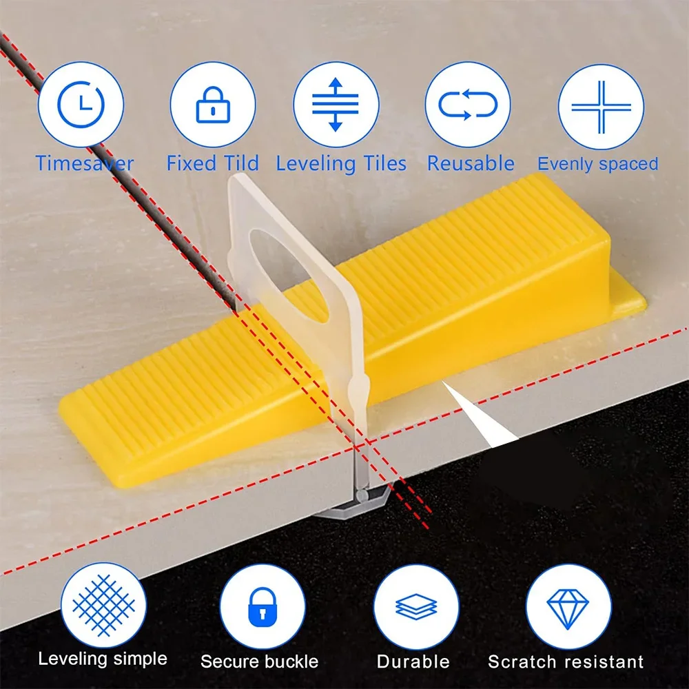 100-1500Pc Tile Leveling System Clips Tile Spacers Laying Level Spacers Clips for Ceramic Tile Laying Leveling Construction Tool