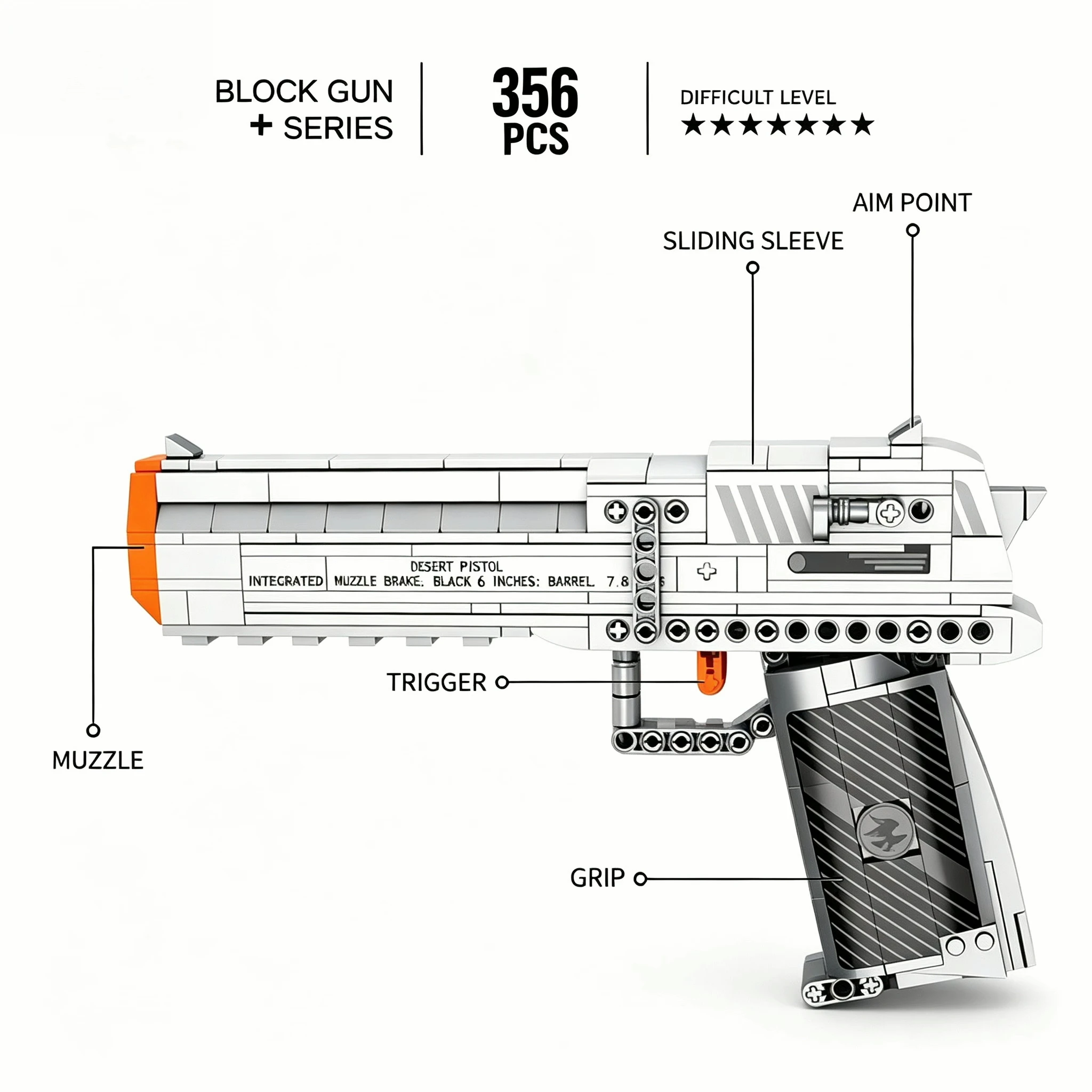 

Military Series Building Blocks Desert Eagle Pistol Firing Model DIY Assembly Blocks DIY Toy Holiday Gift
