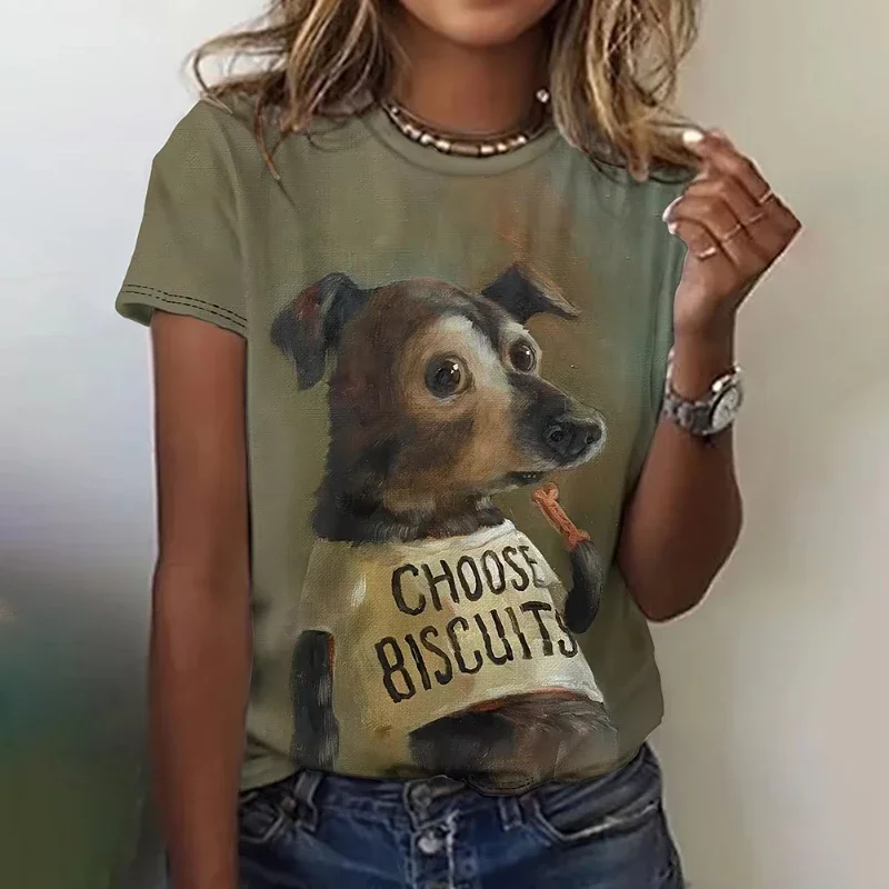 

Футболка с 3D принтом Kawaii Dog Cat Pattern для женщин, милые женские и мужские футболки с героями мультфильмов, повседневная футболка с короткими рукавами и круглым вырезом, детская одежда