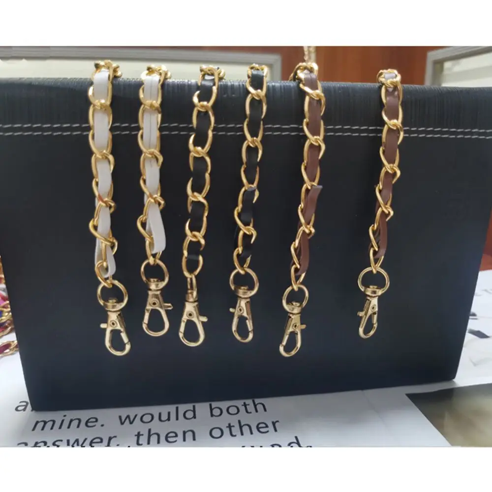 Metal PU Leather Strap for Handbag Adjustable Shoulder Bags Replaceable Chain Strap Decorative Bag Belt Messenger Bag Chain 1.2m