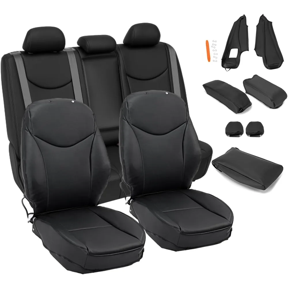 

Полный комплект чехлов на сиденья ECOTRIC для Toyota Prius 2010-2015 гг. из черной синтетической кожи с подголовником и защитой передней стойки