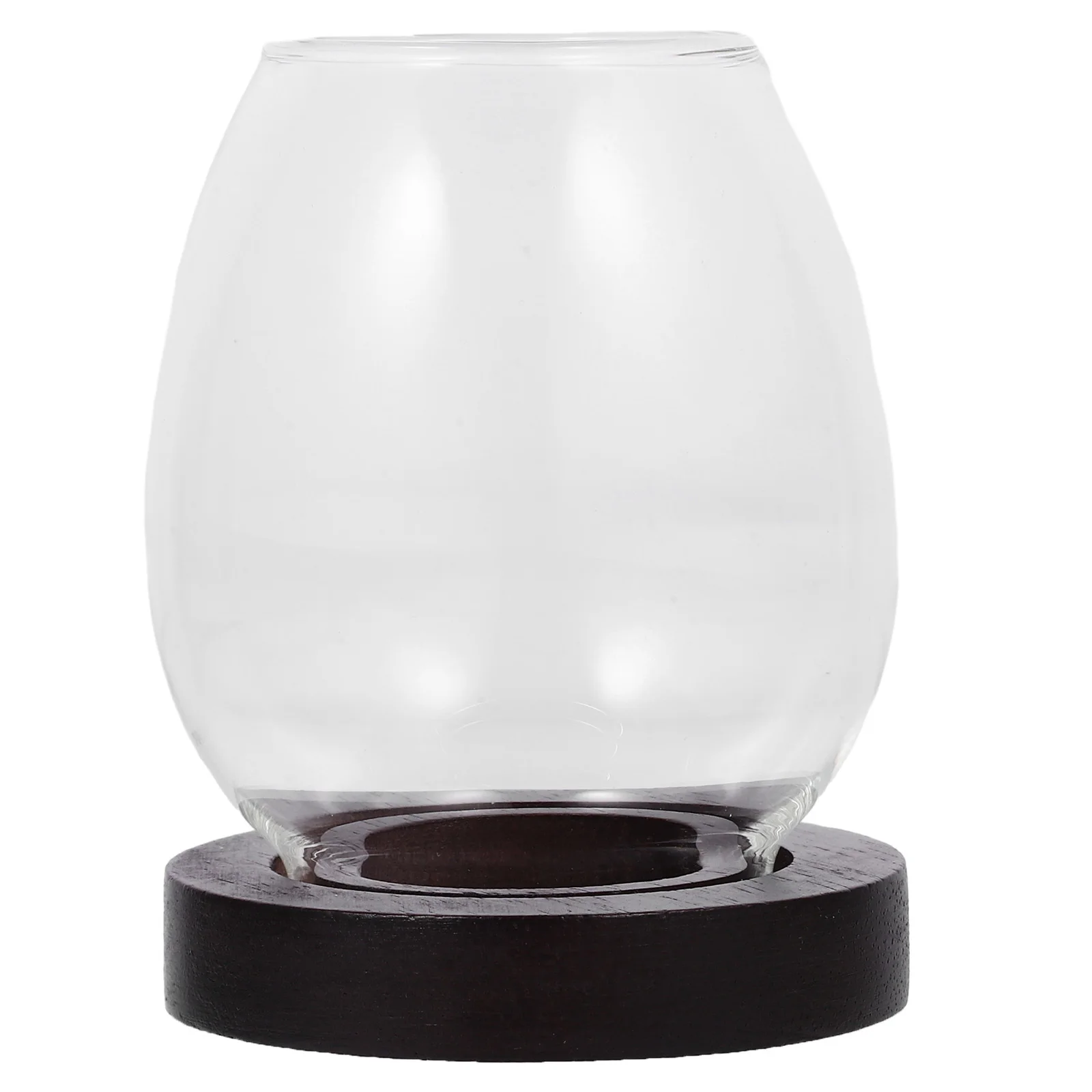 

Transparent Windproof Glass Holder with Round Base Vintage Look Decorative Candlestick for Indoor Outdoor Table
