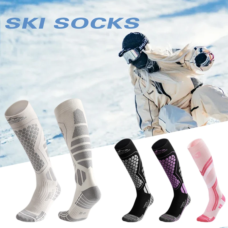 Winter Warm Wool Ski Socks Compression Anti-sprain Breathable Quick-drying Non-slip Outdoor Sport Long Tube Snow Socks Men Women