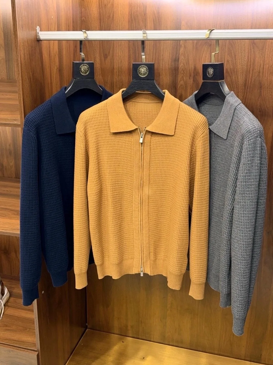 

Italian Sle Luxury Silk Wool Blend Knitted Cardigan Coat New Rich Men's Autumn Winter Faion Casual Color Long Sve