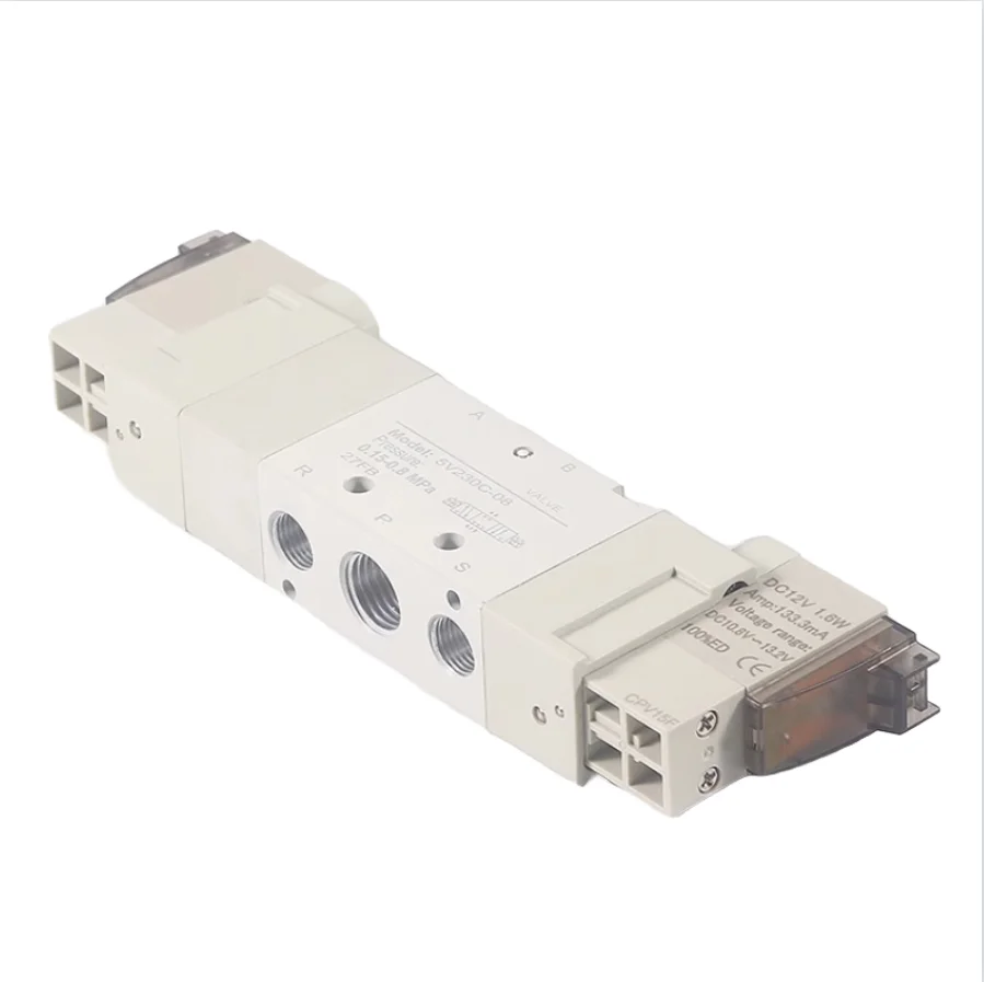 

Pneumatic solenoid valve 5V110-06 controls directional control valve 5V210-08/5V22008/5V230C-08B DC24V0C/230E/230P