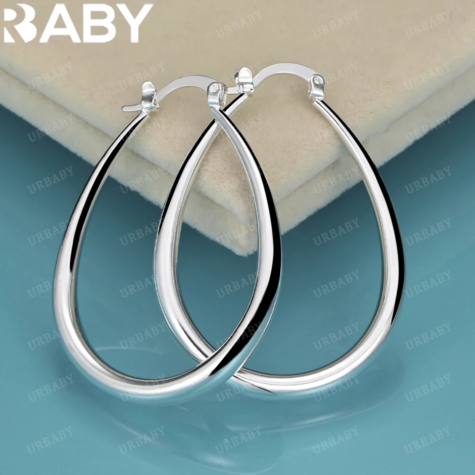 

URBABY 925 Sterling Silver Wedding Water Drop Hoop Earring Beautiful High Quality Jewelry For Women Daily Wear And Trend Gift
