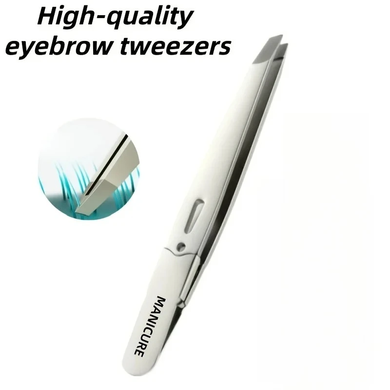 Stainless Steel Professional Eyebrow Tweezers,Angled Tip Precision Hair Removal Tweezers for Eyebrows,Beard&Facial Hair Grooming