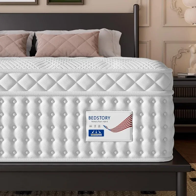 BedStory Medium Firm Queen Mattress Luxury Hybrid Mattress in a Box for Zoned Pressure and Back Pain Relief Signature Collection