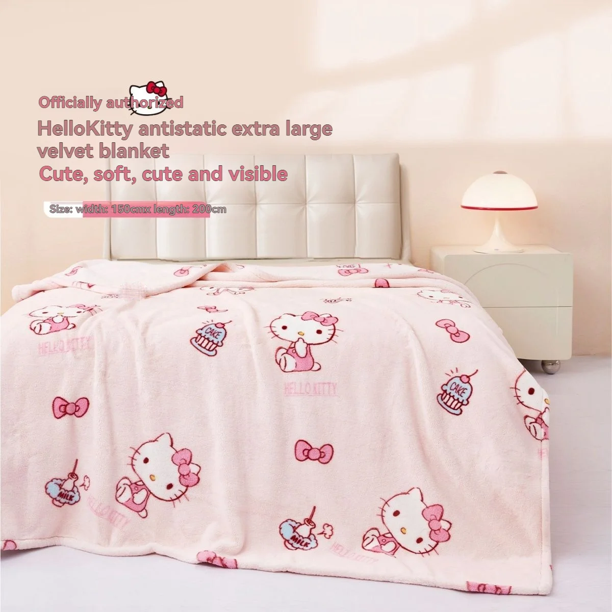 Manta de Felpa Gruesa Antiestática de Sanrio Hello-Kitty en Varios Tamaños, Manta de Felpa Suave, Manta Informal, 150*200cm