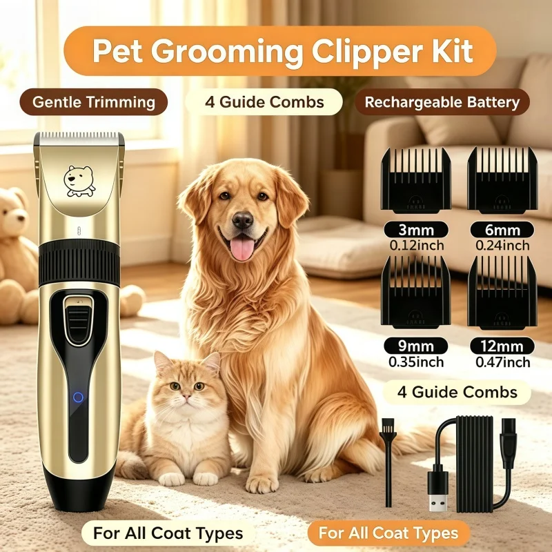 2026 Hot Dog Professional Hair Clipper Electrical Grooming Trimmer for Pets USB Rechargeable Cat Shaver Animals Haircut Machine