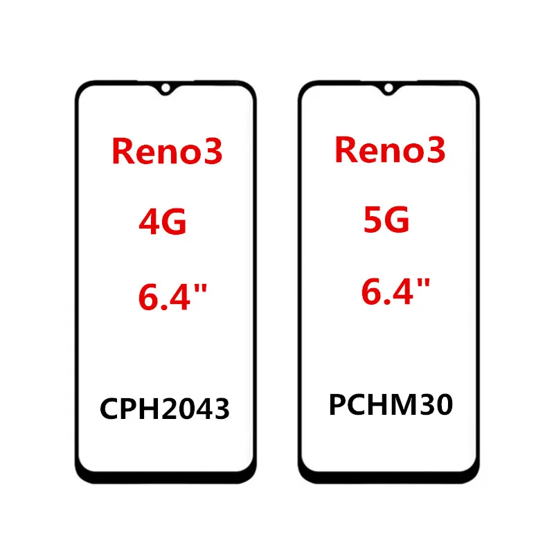 Reno5 Front Screen For OPPO Reno Z K5 K3 2 2Z 3 4 SE 5 Lite 6 4G 5G Touch Panel LCD Display Out Glass Replace Repair Parts+OCA