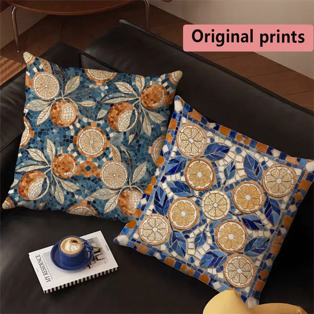 Bohemian Mosaic Floral Fruit Pillow Covers Pattern Cushion Cover Suitable for Sofa Bedroom Car Pillow Cover