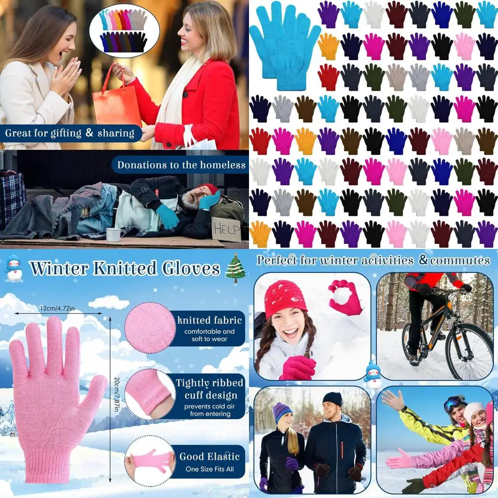 

Массовая упаковка из 150 пар зимних вязаных перчаток — тепло для мужчин, женщин и бездомных — идеальный рождественский подарок