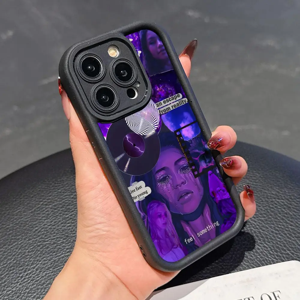 Coque de téléphone Fashion Euphoria pour iPhone 17 16 15 14 13 12 11 Air Pro Max Plus, noire, en TPU souple, antichoc