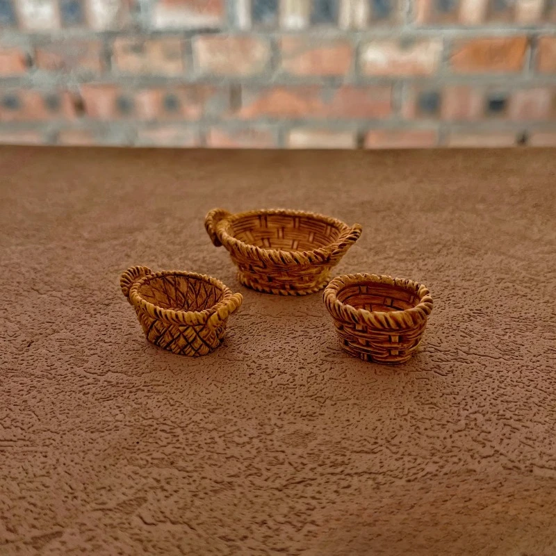 Simulated Miniature Farming Tools Small Dustpan Bamboo Baskets A Creel Basket of Vegetables Prop Decorations and Ornaments