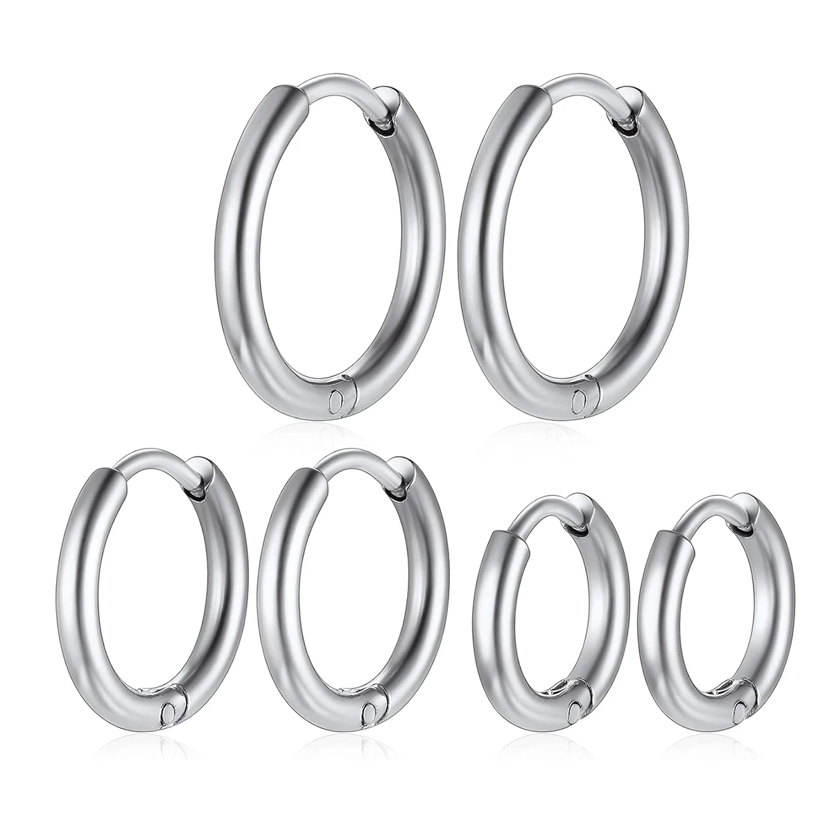 Großhandel 10 Stück/Los (5 Paare) Edelstahl 2mm Draht-Creolen Damen-Ohrringe Herren-Punk-Hiphop-Schmuck Geschenke Modeschmuck – Detail 6