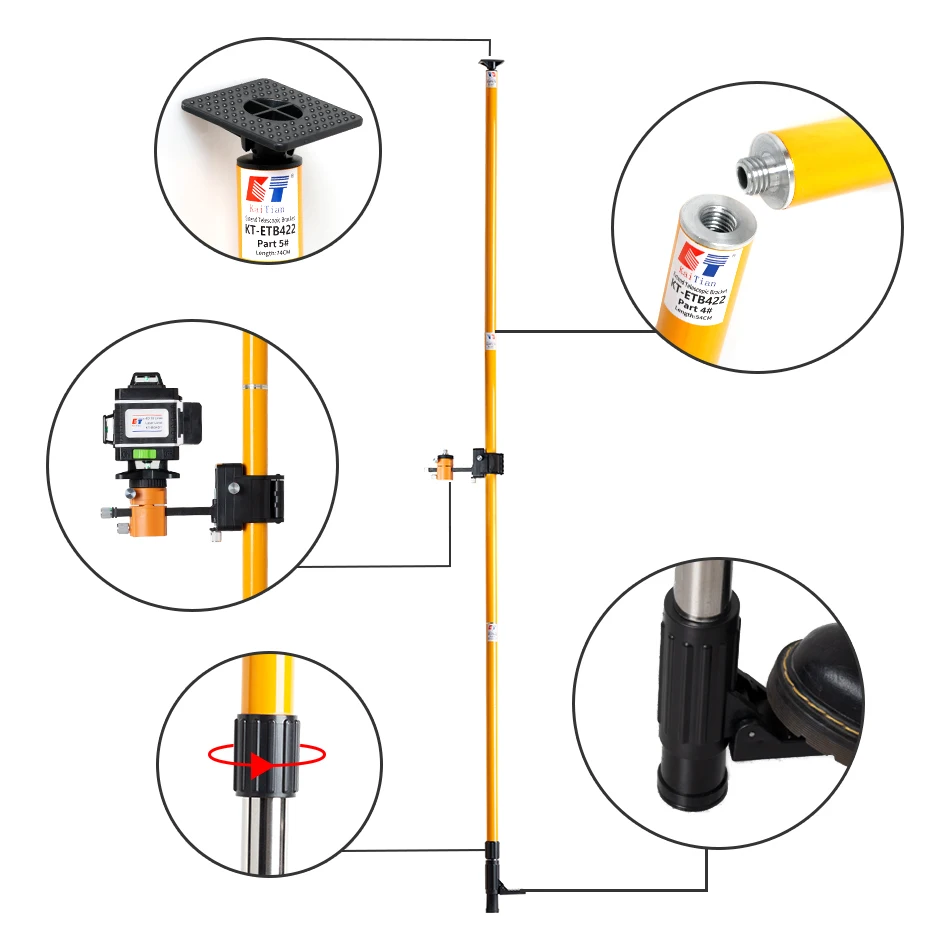 KaiTian Staffa di Sollevamento Per 4.22M Supporto Laser Estendi Asta Telescopica Supporto Potente Staffa Multifunzionale Linea di Livello Laser 360