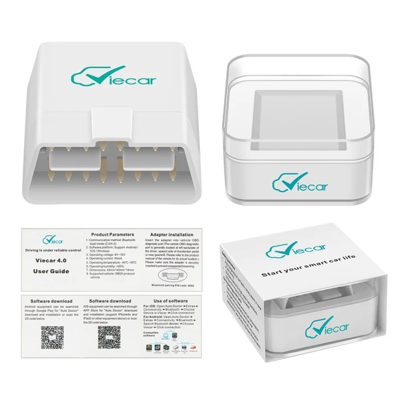 

OBDII Code Reader Car Scan Diagnostic Tool Viecar 4.0 ELM327 V1.5 Bluetooth- IOS An