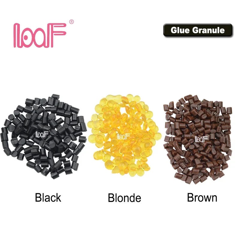 LOOF 100gram keratin glue granule/beads/grain for pre-bonded human hair extension hot glue sticks diy 3 colors available