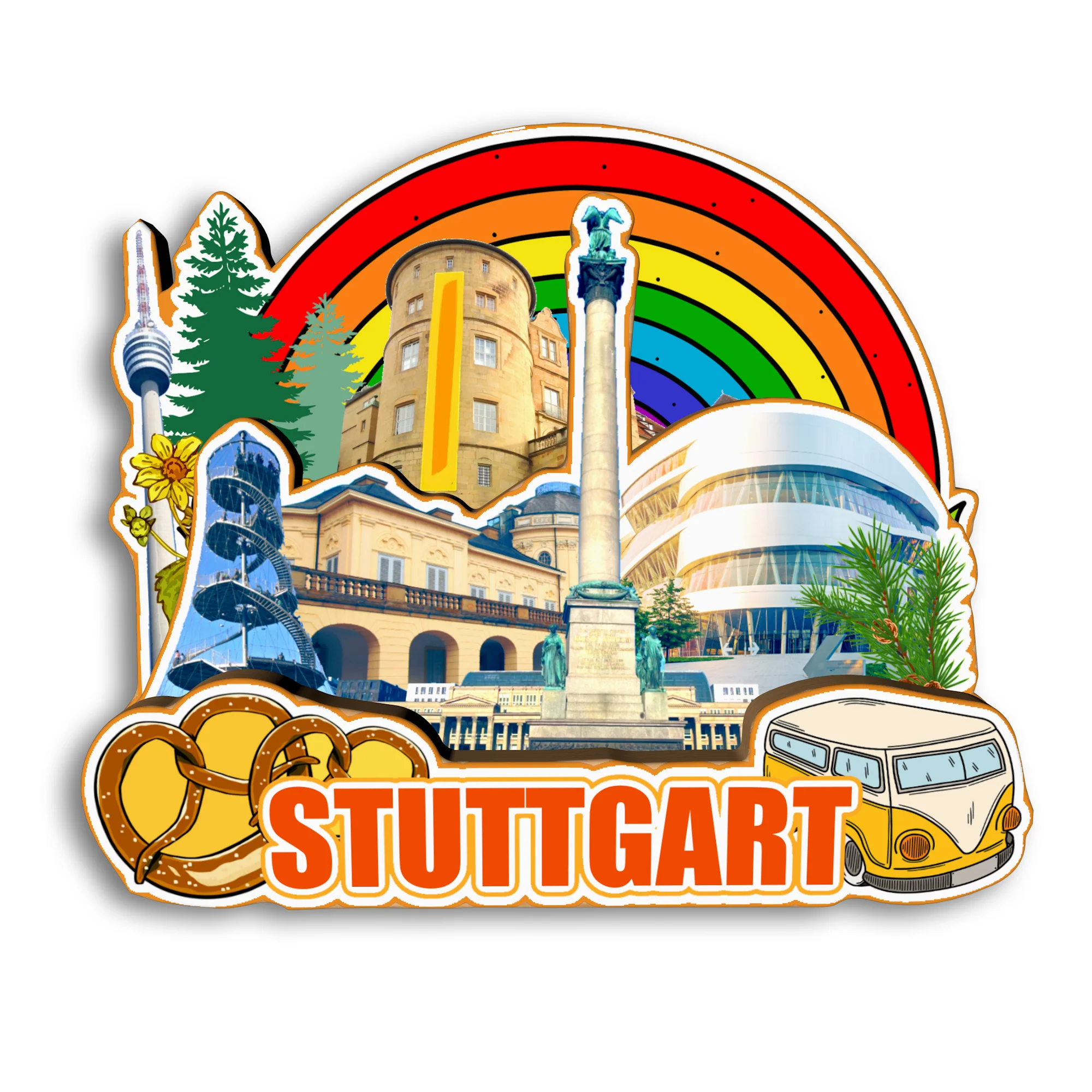 Bamberg Hamburg Freiburg Stuttgart Deutschland Kühlschrankmagnet Reise-Souvenir Geschenk Handgefertigter Dekorativer Kühlschrankaufkleber für Zuhause