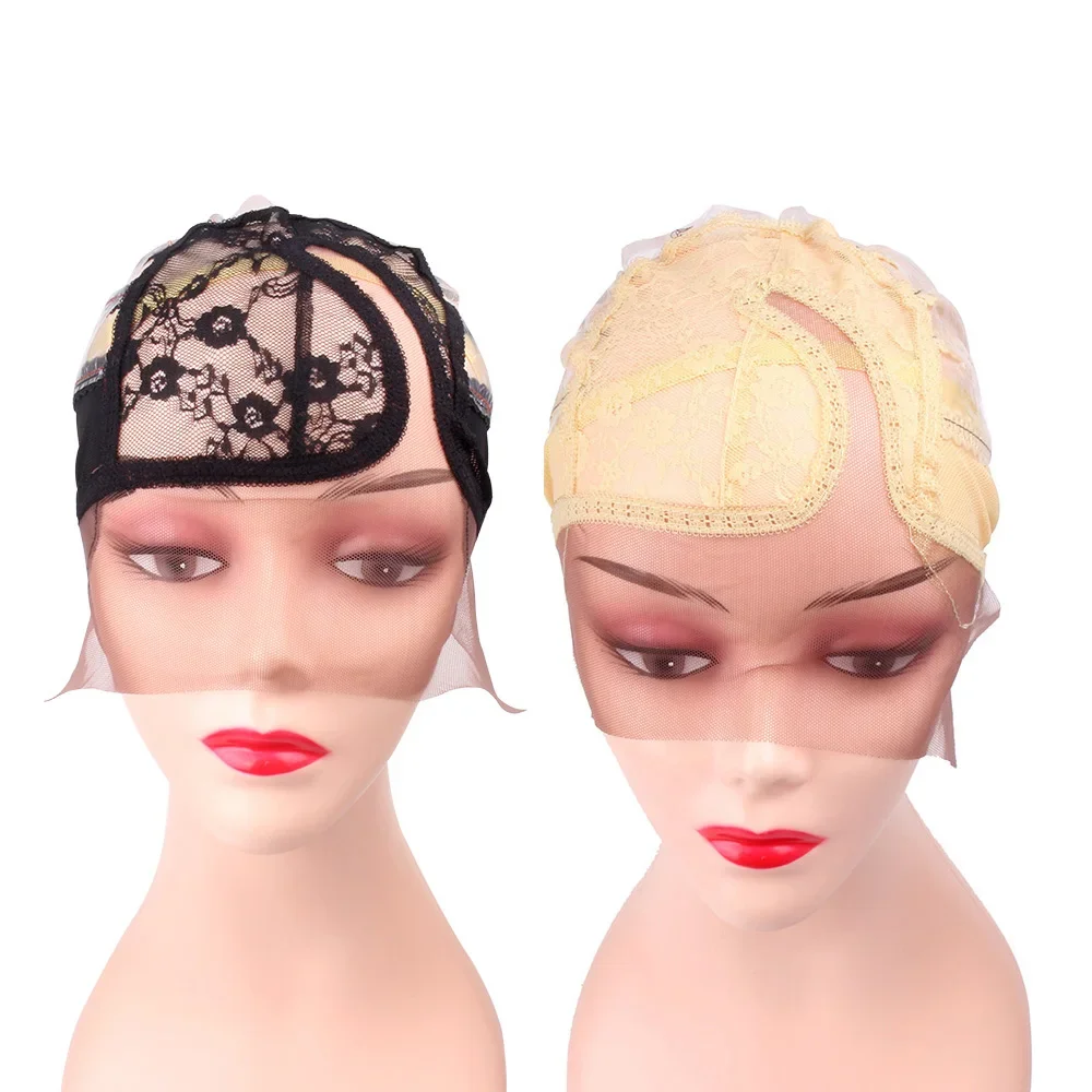 

1Pcs Plastic Lace Net Wig Caps Black and Beige Color for Making Wigs Stretch Lace Weaving Cap with Adjustable Straps