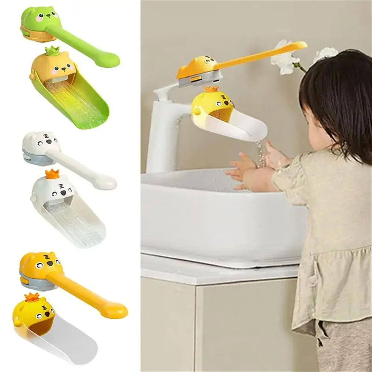 

Cartoon Animals Faucet Extender for Kids Hand Washing in Bathroom Sink Accessories Kitchen Convenient for Baby Washing C