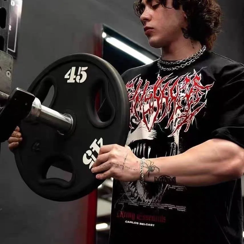 New Shark Loose Cotton Short-Sleeved T-Shirt for Men and Women Fitness American Round-neck Short Sleeve Shirt GYM
