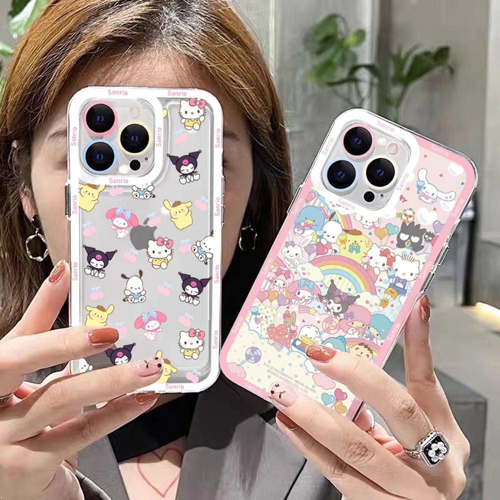 Sanrio Hello Kitty Kuromi Cute Phone Case for IPhone 15 14 13 12 11 Mini Pro Max X XR XSMax 6S 6 7 8 Plus SE20 Cover