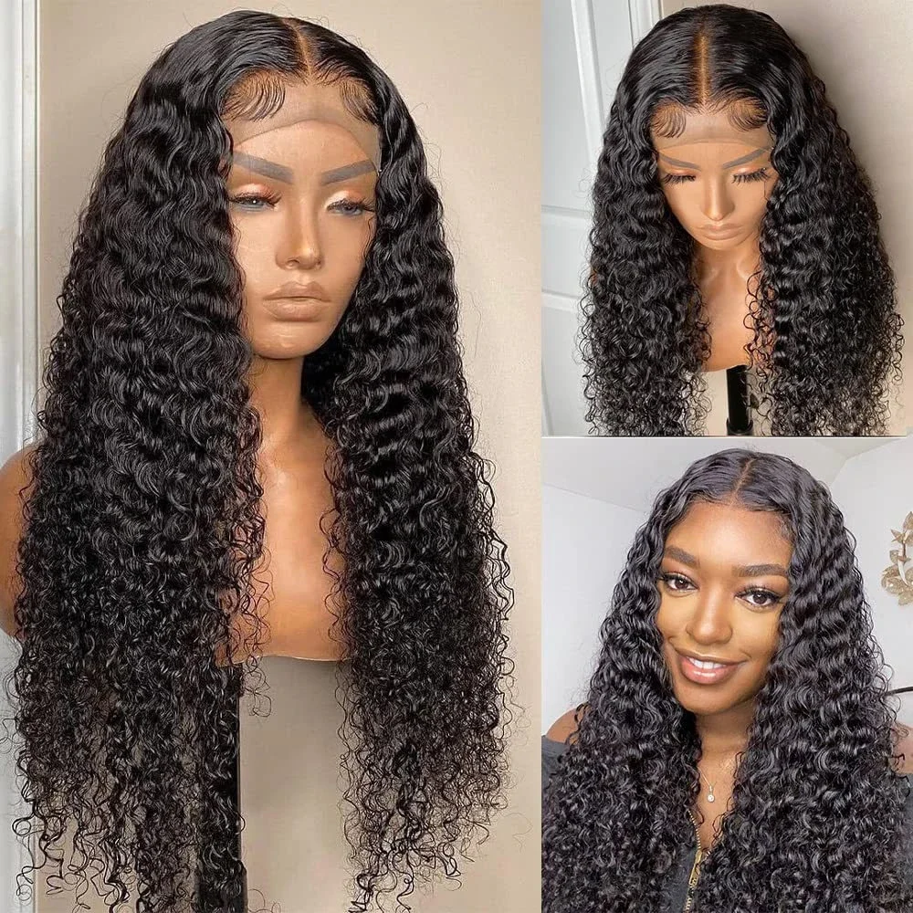 

Natural Black Soft 26 “ Long Kinky Curly 180Density Lace Front Wig For Women Babyhair Preplucked Heat Resistant Glueless Daily