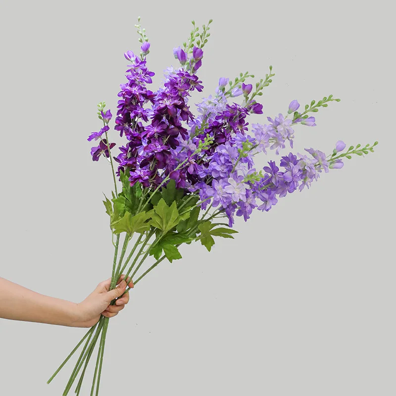 YeeNanee, 6 uds., flores artificiales de Delphinium azul, Larkspur de tallo largo para centros de mesa de boda, arreglos florales, decoración de jarrón para el hogar