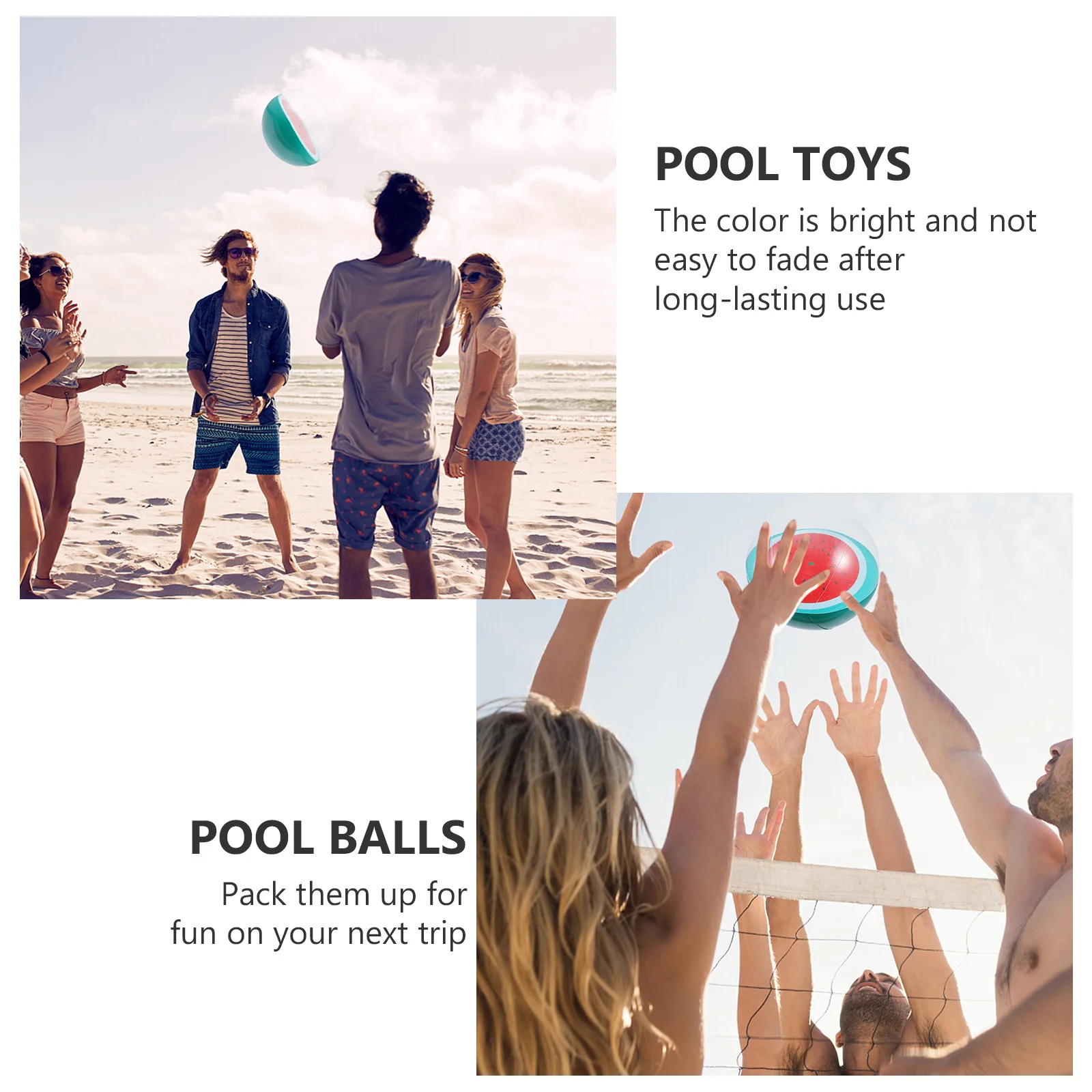 

2pcs Inflatable Beach Balls Pool Toys for Kids Adults Watermelon Design PVC Blow Up Balls Party Outdoor Summer Ball