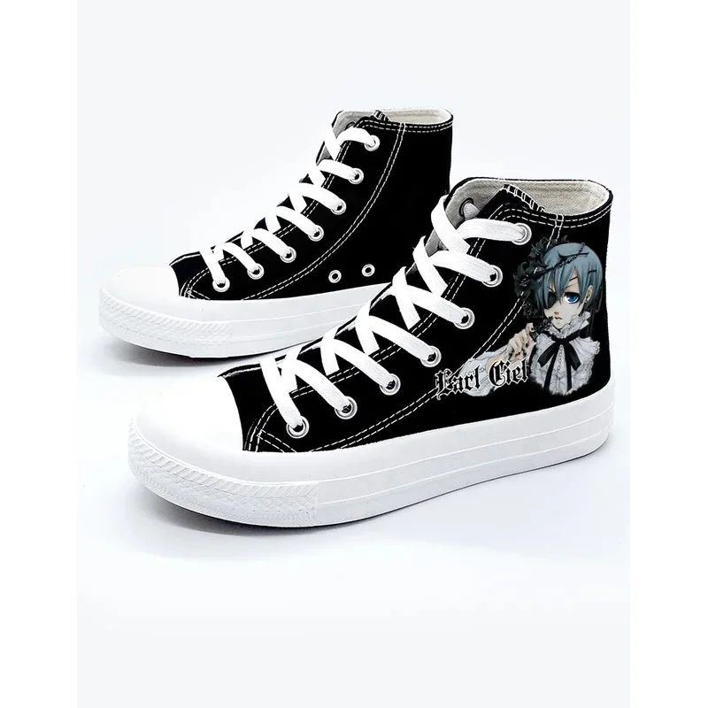 Black Butler Anime Cartoon Cosplay Chaussures en toile pour hommes et femmes, Casual, Confortable, High Help, Étudiants, Mode