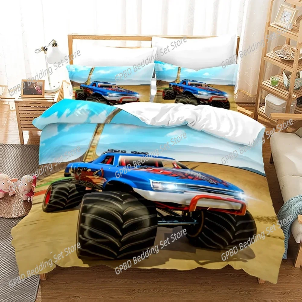 

Комплект постельного белья в стиле аниме Monster Jam с 3D принтом, одинарный двойной комплект постельного белья Queen King Cal King Size