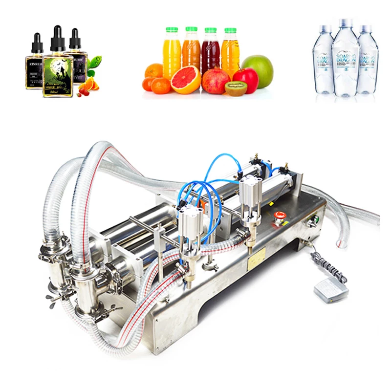 Filling Machine Essential Oil Filler Pneumatic Piston Double Heads Liquid Water Shampoo Milk Juice Vinegar Detergent Olive Oil