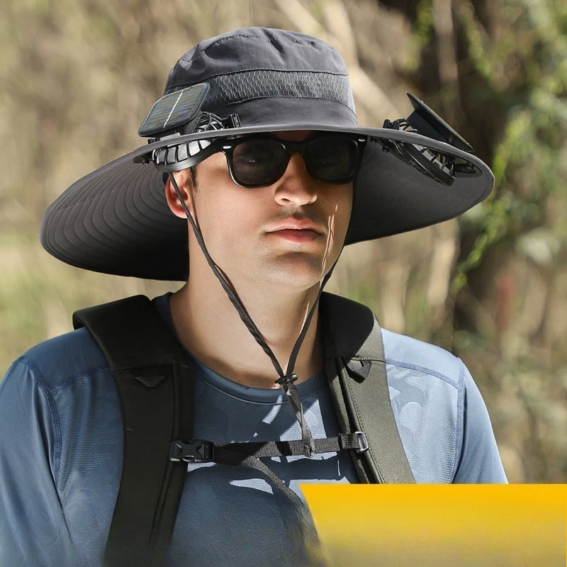 

Long-lasting High-Power Lithium Battery Charging Solar Fan Hat for Men Outdoor Sun Hat, Hiking Fisherman's Hat, Lightweight