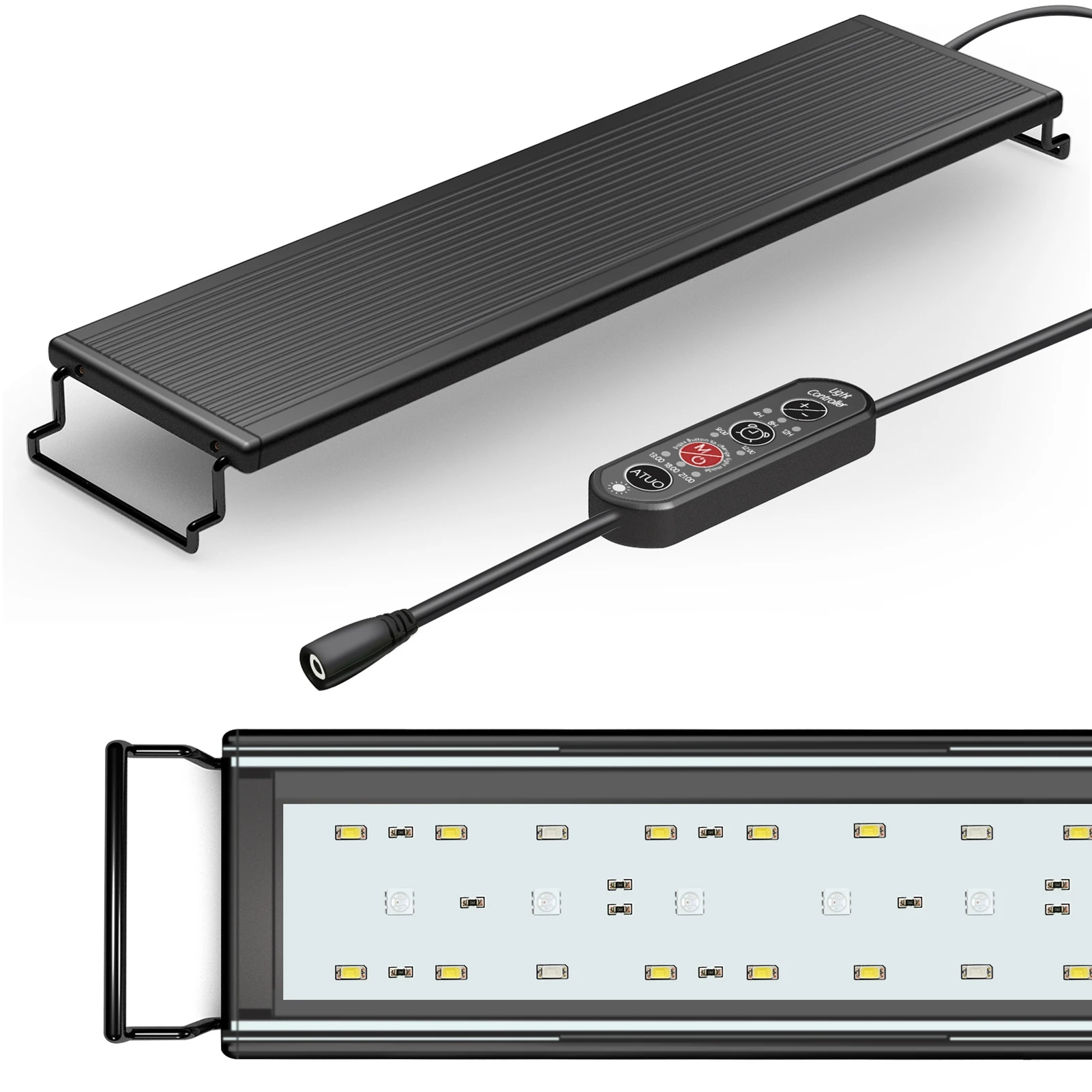 

24/7 Lighting Full Spectrum Aquarium Light 18W LED Fish Tank Light with Extendable Bracket Adjustable Timer Brightness
