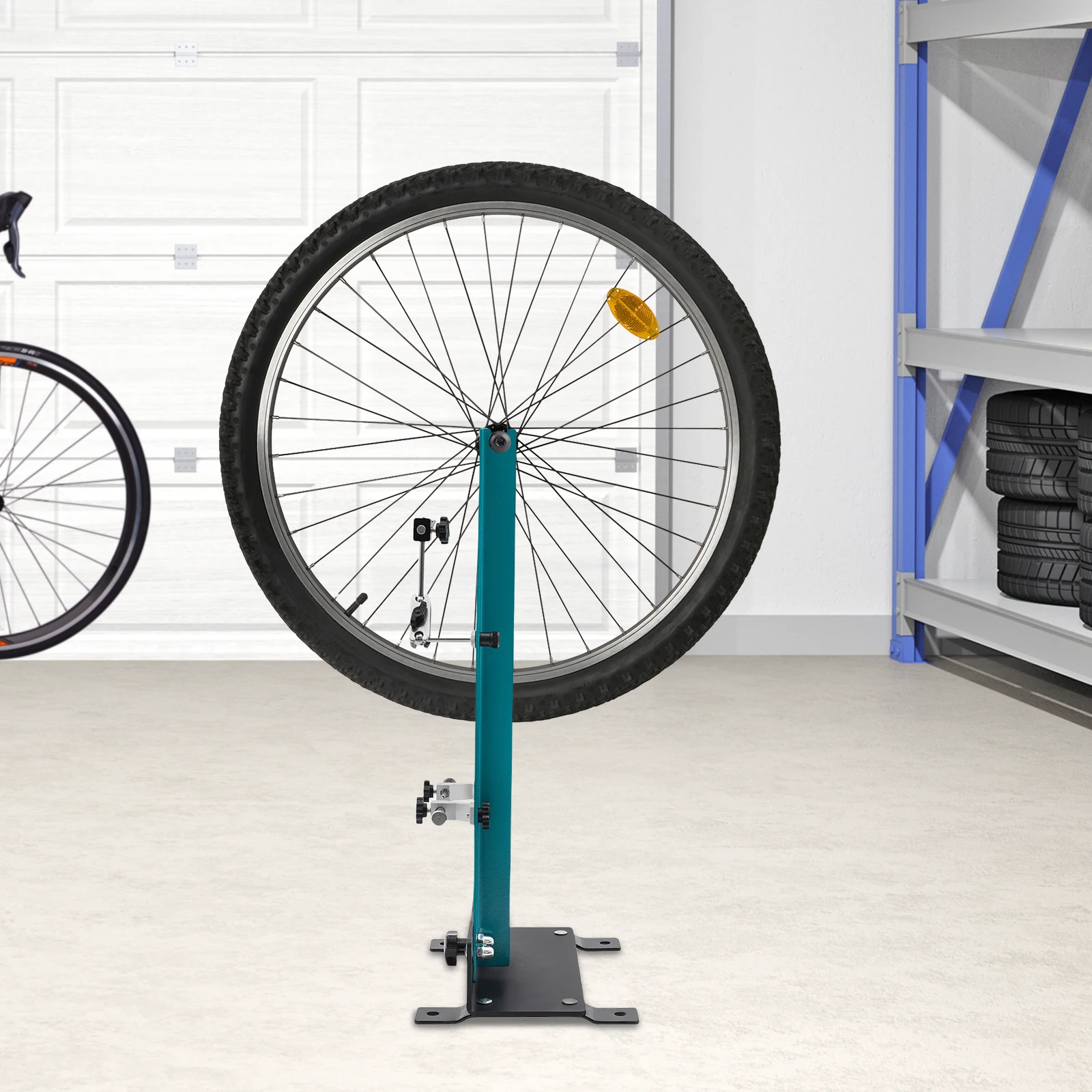 

High Carbon Steel Wheel Truing Stand Tabletop Bicycle Wheel Alignment Repair Tool 9-15cm Adjustable Width Tire Truing Stand