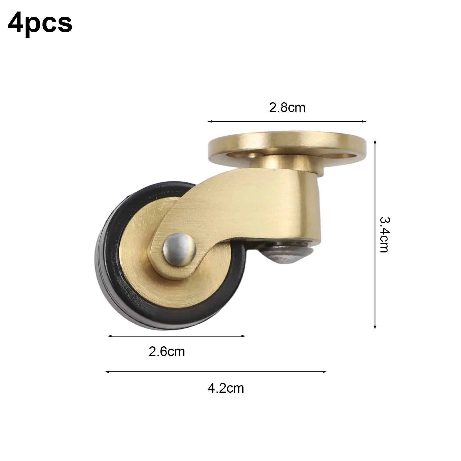4pcs Solid Brass Swivel Casters with Silent Bearings for Residential Furniture Mobility on Sofas Tables and Shelves