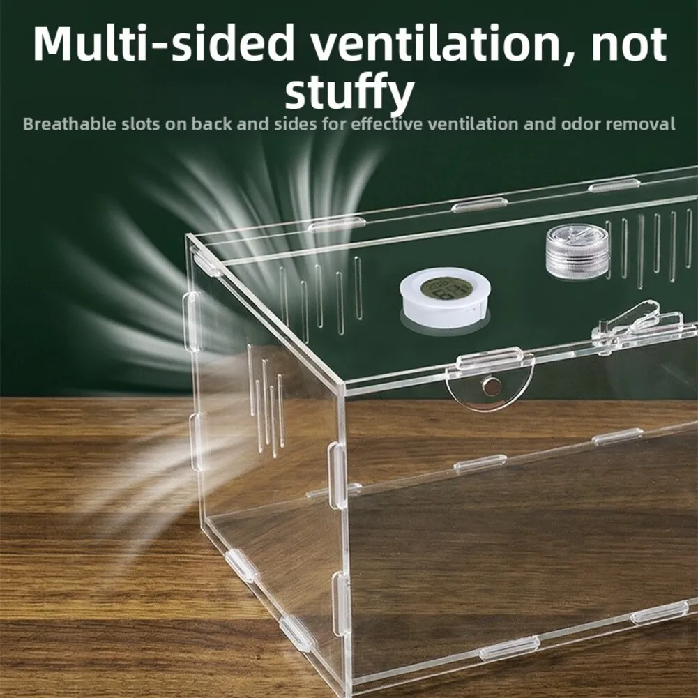 Acrylic Reptile Terrarium Transparent Breeding Box With Ventilation Holes For Geckos Spiders Small Lizards Pet Cage