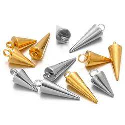 10pcs Stainless Steel Circular Cone Charms for DIY Jewelry Making Necklace Pendant Findings Handmade Accessories