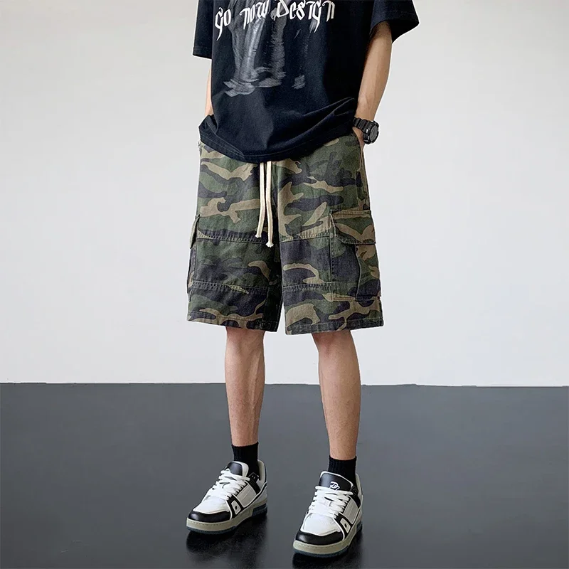 

Camouflage Shorts Men Casual American Vintage Cargo Knee-length Loose Summer Thin Clothing Military Tactical Harajuku Fashion